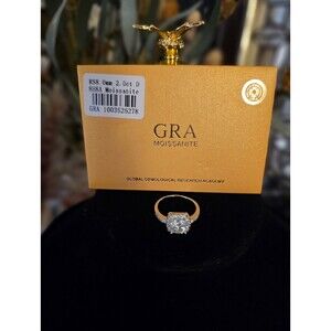 Moissanite 2 Carat, Princess Cut,  Size 9 Ring, with GRA!